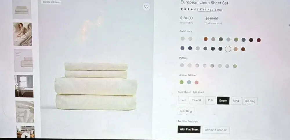 Quince 100% European Linen Sheet Set Queen in Desert Sunset